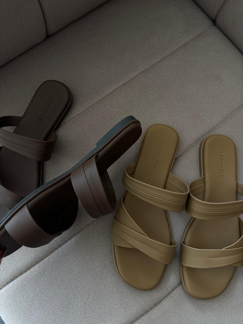 Summer Double Straps Slid-On Sandals